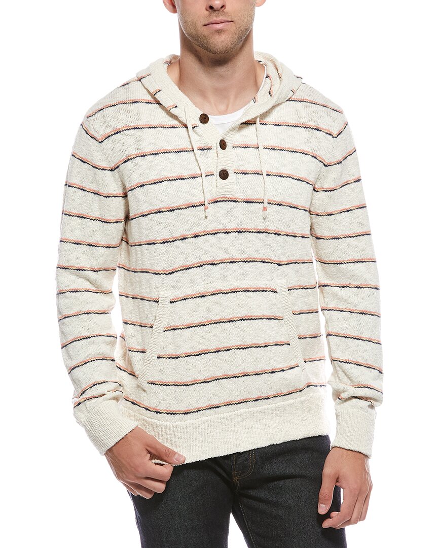 Faherty Stripe Hooded Sweater In White
