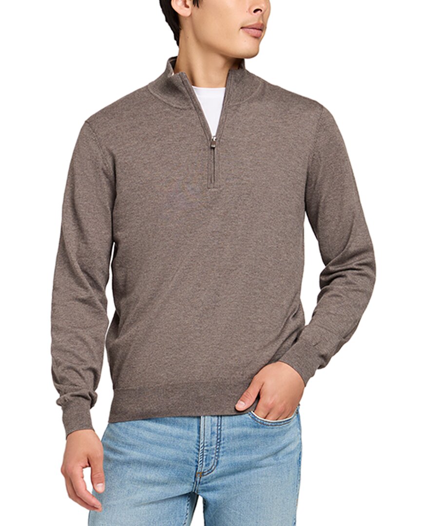 Faherty Movement Quarter Zip Sweater In Brown