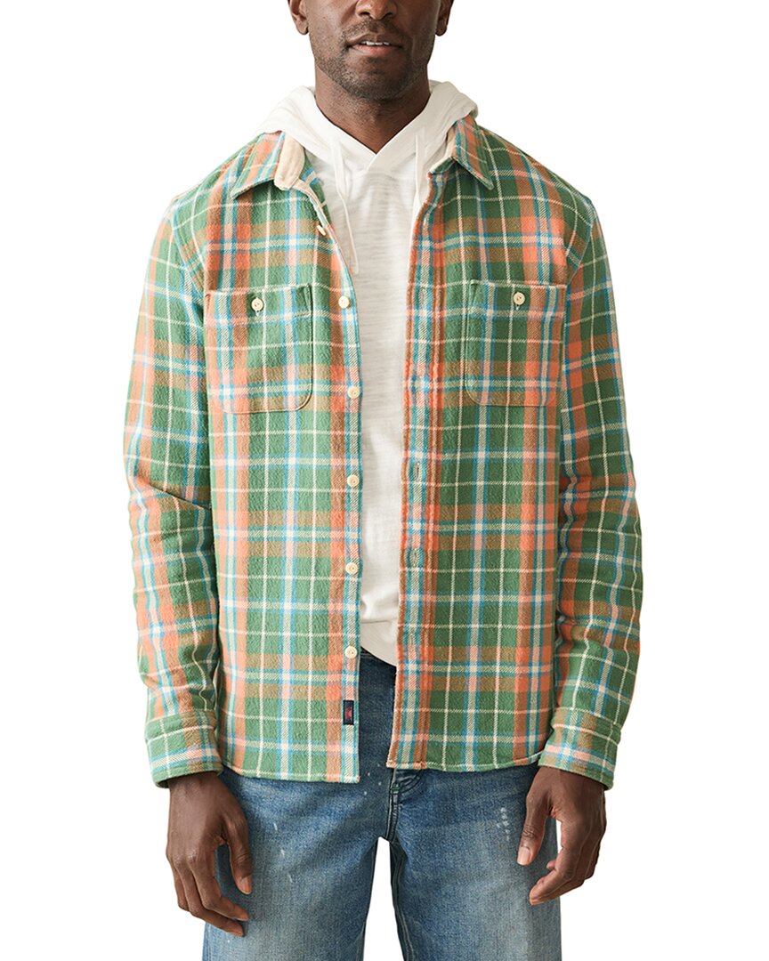Faherty The Surf Organic Cotton Flannel Button-up Shirt In Green