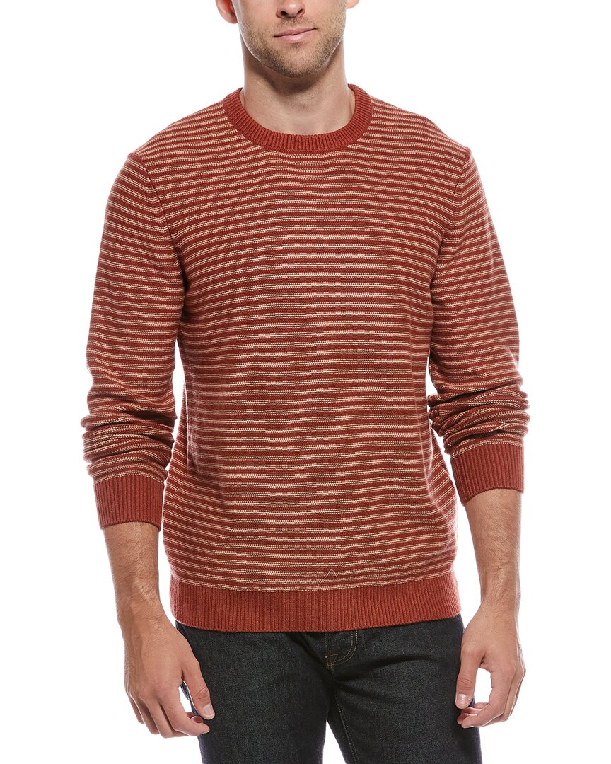 Faherty Stripe Crewneck Sweater In Brown