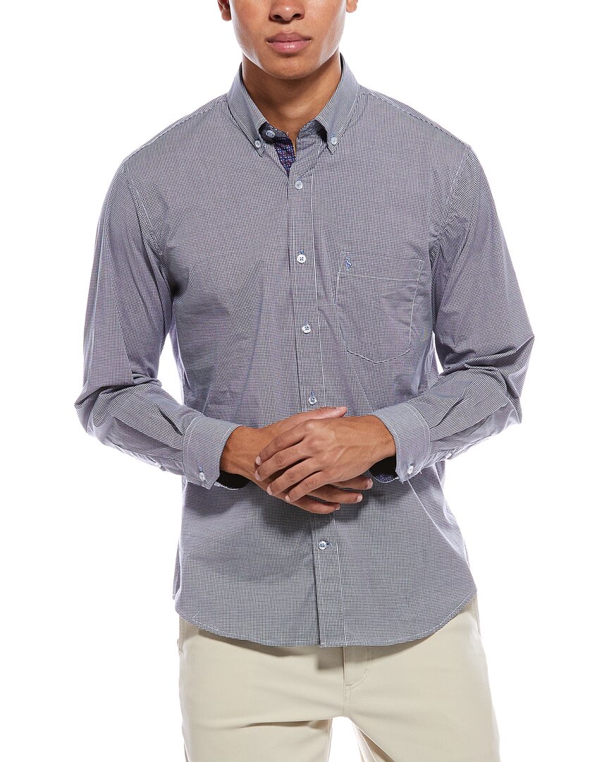 Tailorbyrd Signature Micro Gingham Shirt In Blue