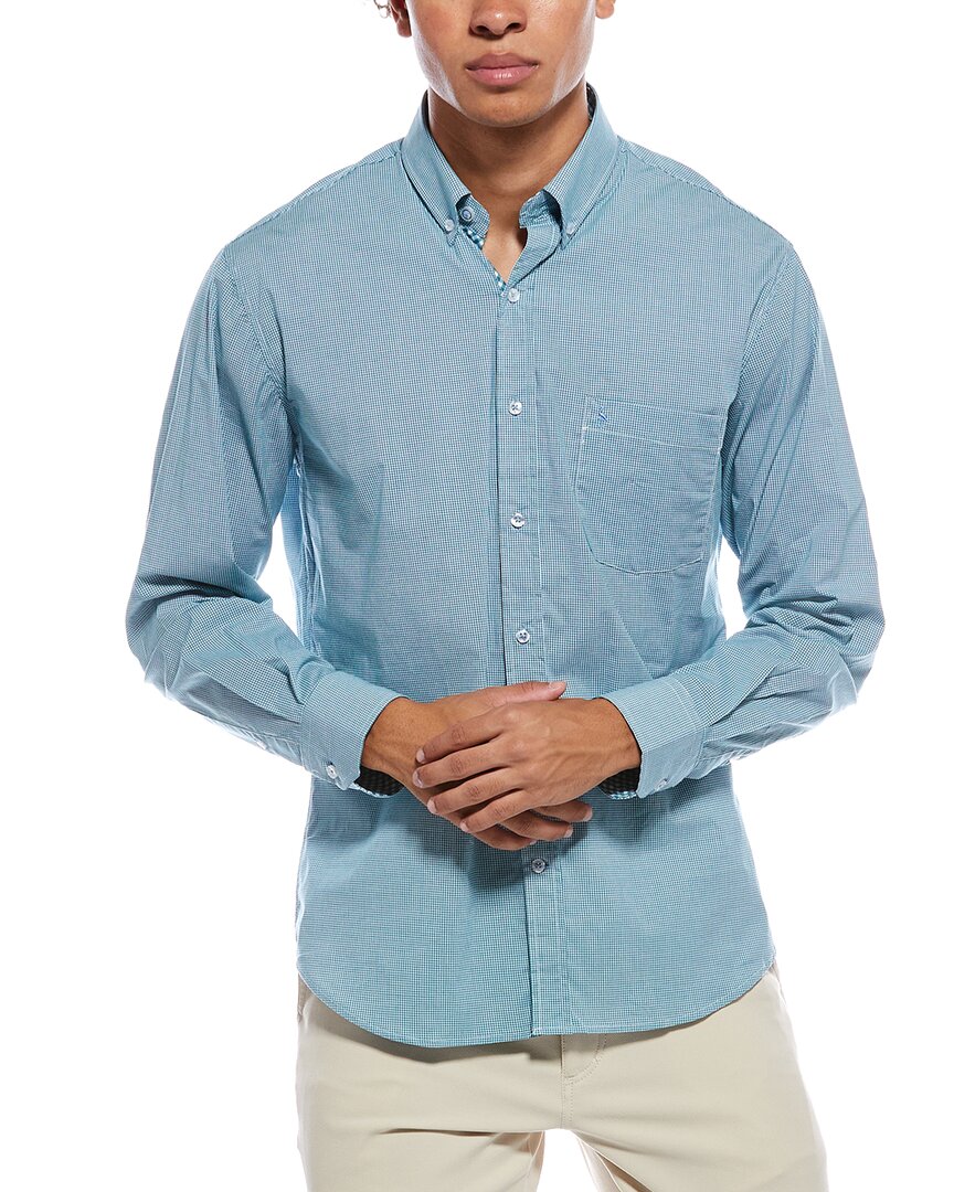 Tailorbyrd Signature Micro Gingham Shirt In Blue