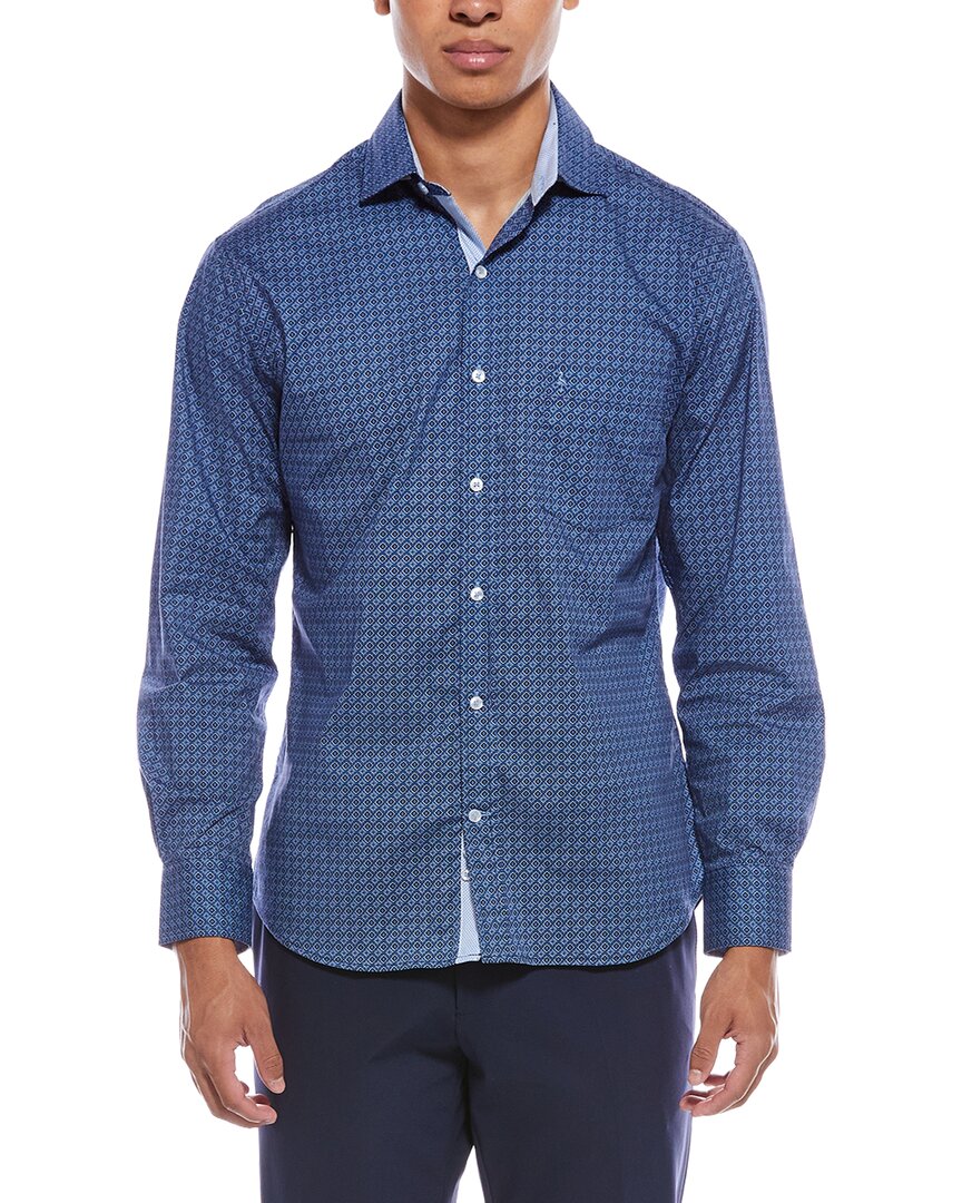 Tailorbyrd Decorative Geo Shirt In Blue