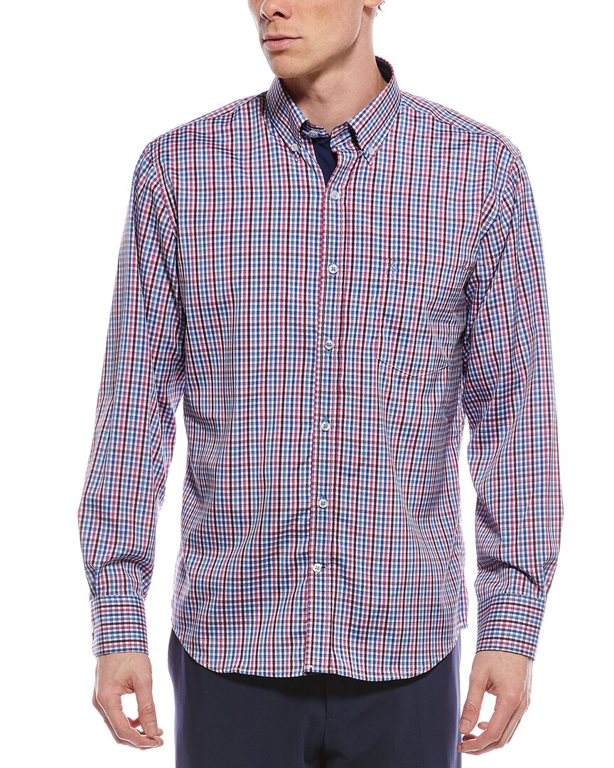 Tailorbyrd Tailorbryd Multi Check Printed Performance Shirt In Blue