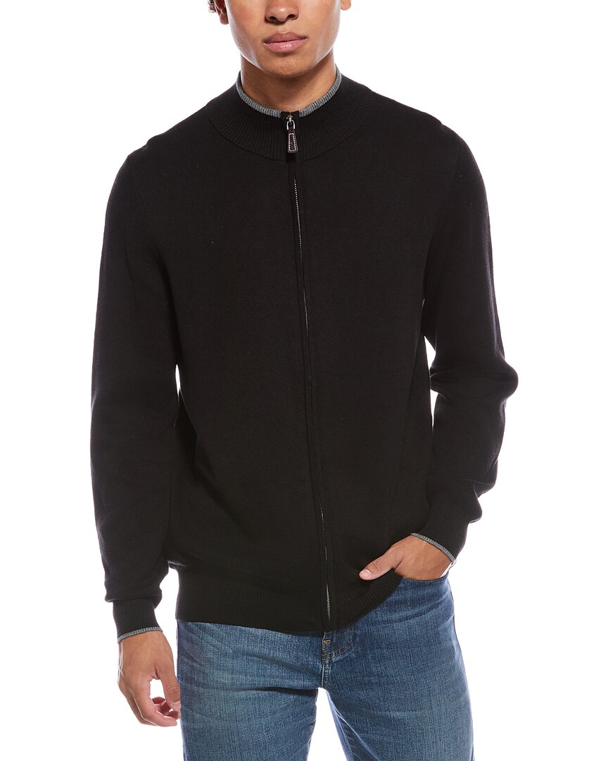 Tailorbyrd Fine Knit Full Zip Mock Neck Sweater In Multi