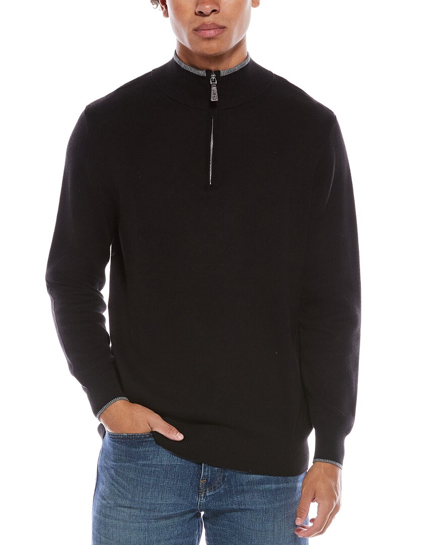 Tailorbyrd Fine Knit 1/4-zip Sweater In Multi