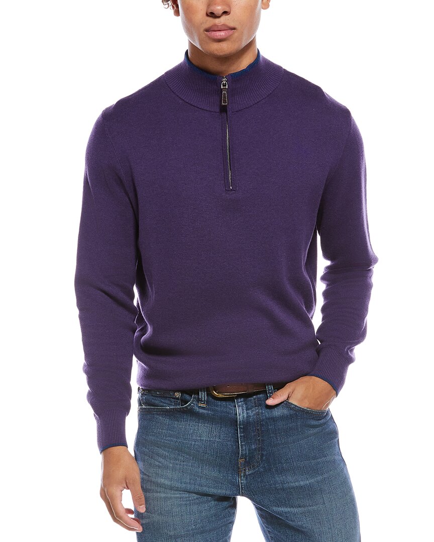 Tailorbyrd Fine Knit 1/4-zip Sweater In Animal Print