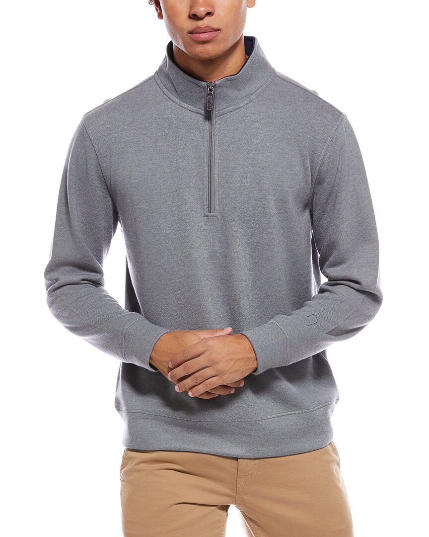 Tailorbyrd French Rib 1/4-zip Mock Neck Pullover In Gray