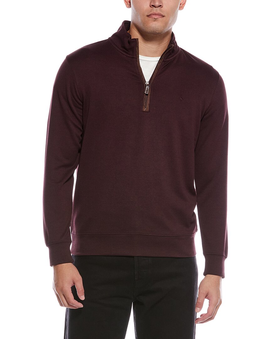 Tailorbyrd Ottoman Knit 1/4-zip Pullover In Red