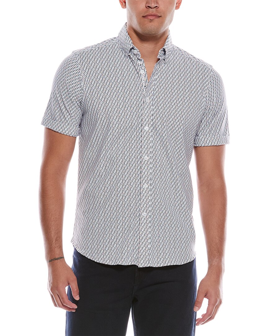 Robert Graham Moyer Tailored Fit Woven Shirt In Gray