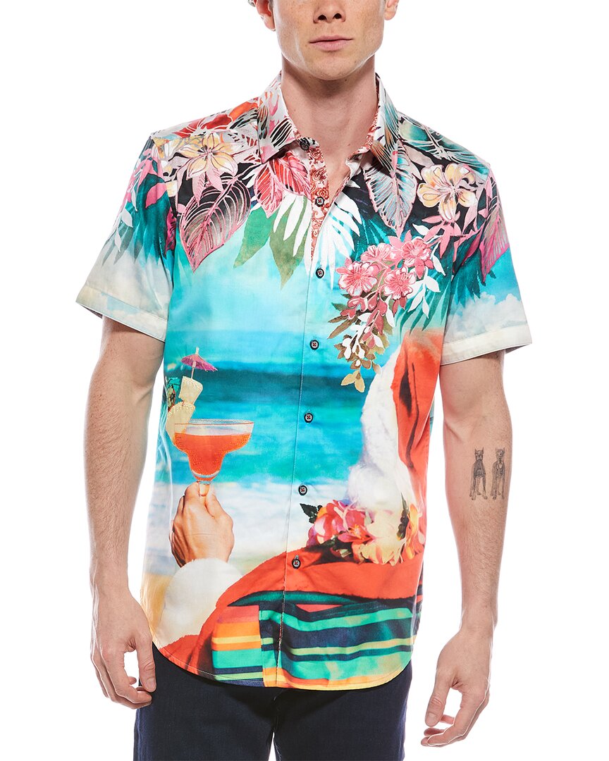 Robert Graham Beach Santa Cotton Printed Classic Fit Button Down Shirt In Multi