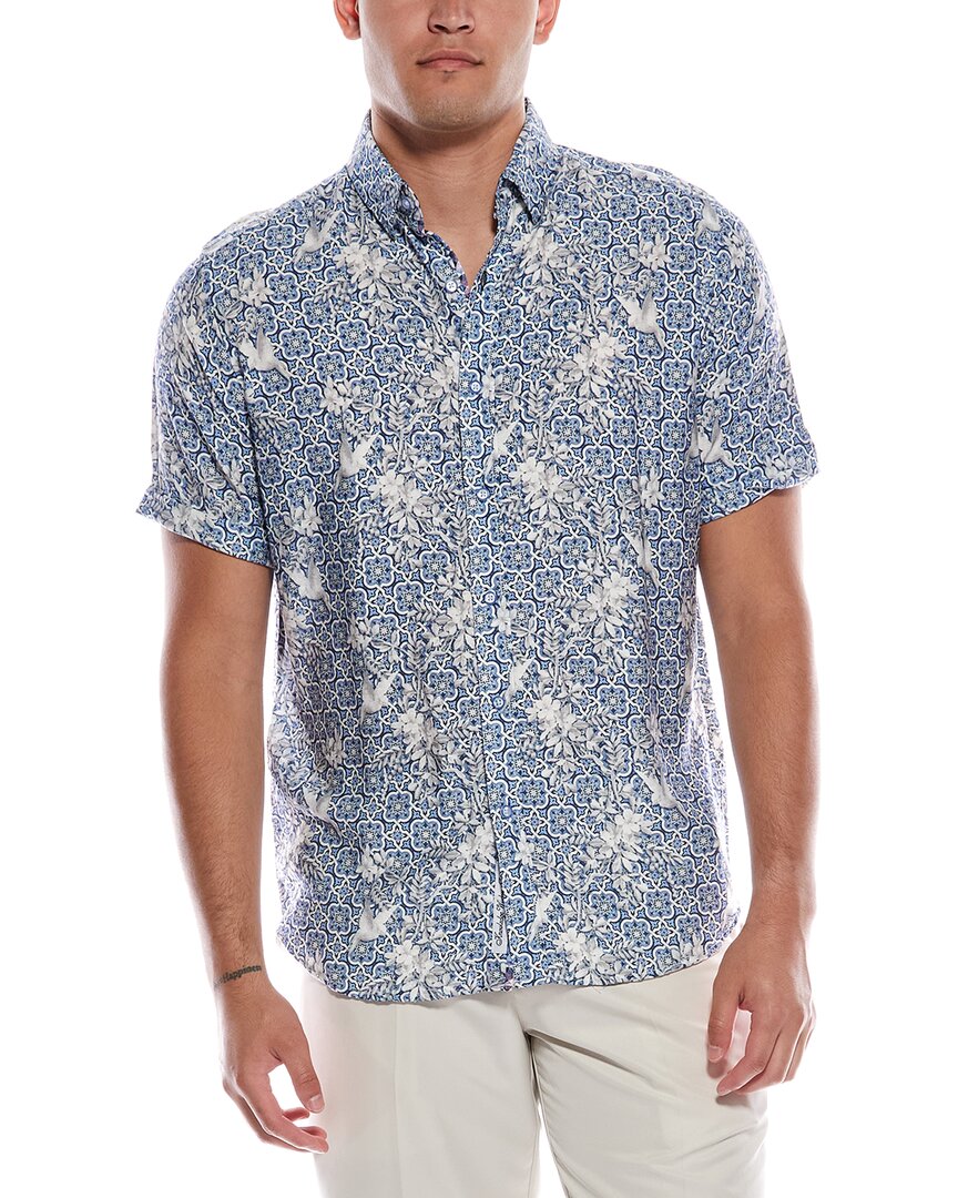 Robert Graham Olin Tailored Fit Woven Shirt In Blue