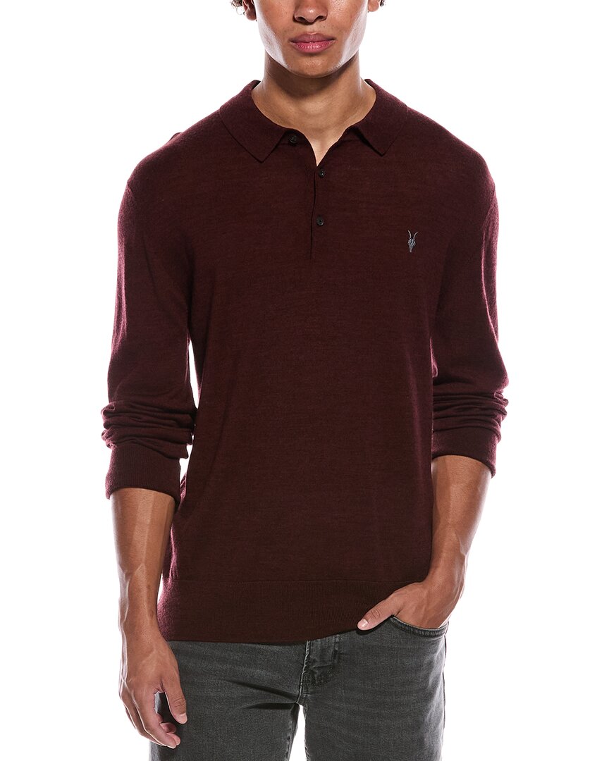 Allsaints Mode Wool Polo Shirt In Red