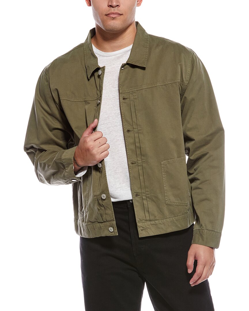 Officine Generale Leo Pigment-dyed Twill Jacket In Green
