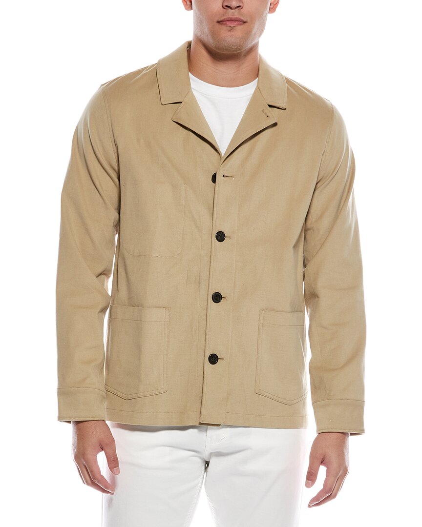 Officine Generale Benjamin Twill Jacket In Brown