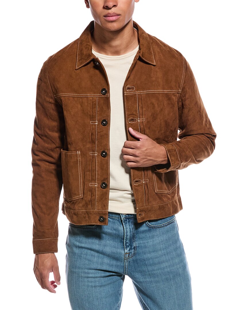 Officine Generale Goat Suede Jacket In Brown