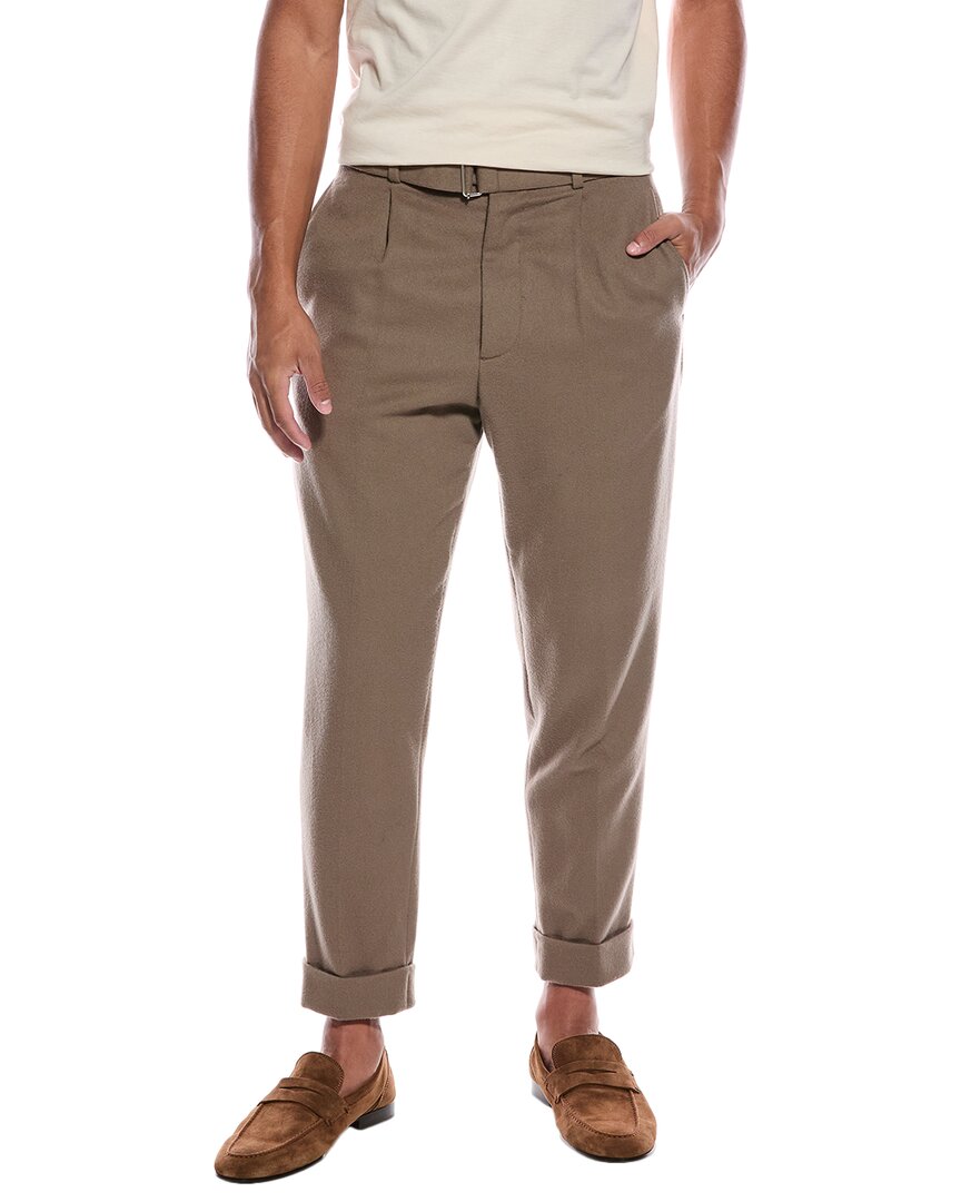 Officine Generale Hugo Italian Wool Pant In Brown