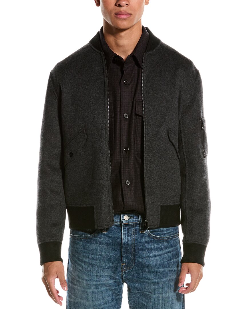 Theory Flight Wool & Cashmere-blend Bomber Jacket In Gray
