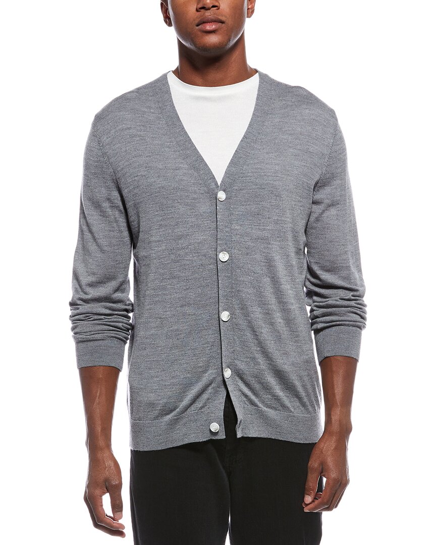 Theory Essential Wool Cardigan In Gray