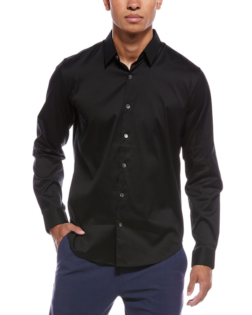 Theory Irving Linen Button Down Shirt In Black