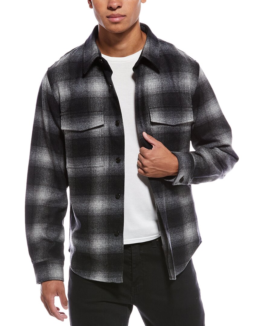 Theory Garvin Wool-blend Flannel Shirt In Gray