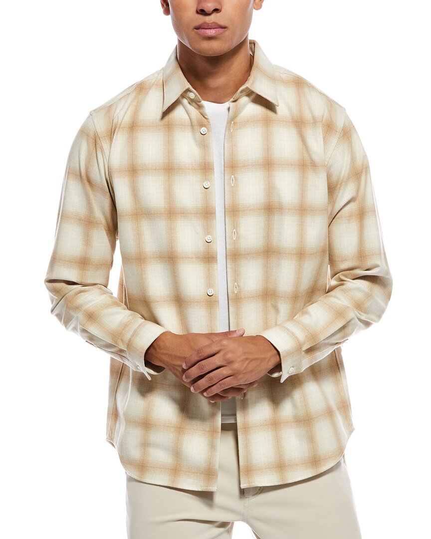 Theory Irving Fade Flannel Long Sleeve Shirt In Neutral