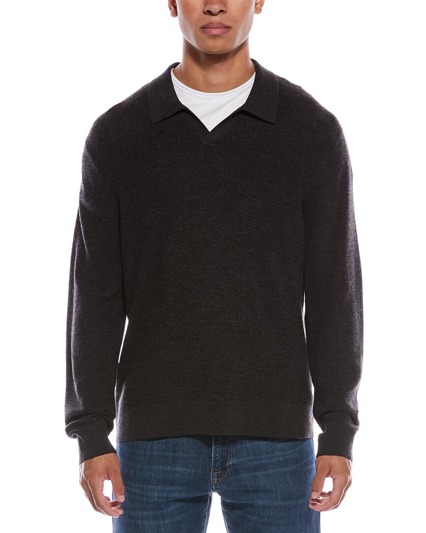Theory Wool Johnny Collar Sweater In Black