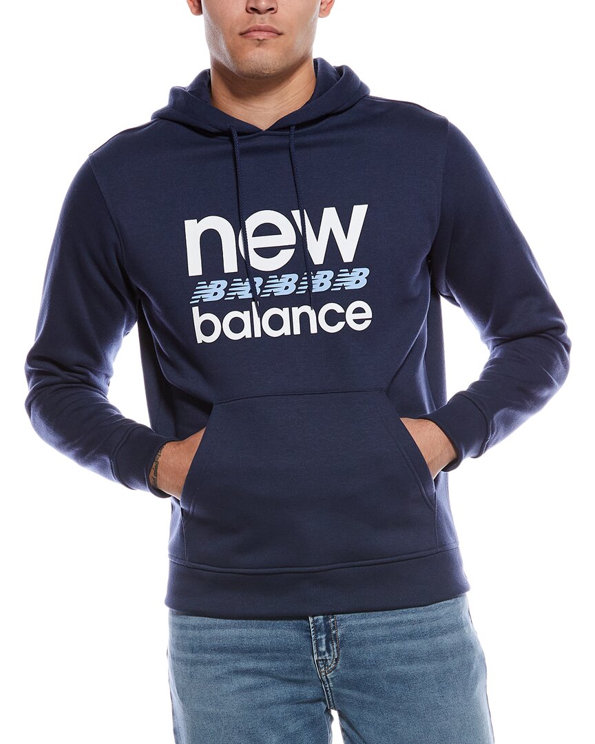 New Balance Graphic Fleece Hoodie In Blue