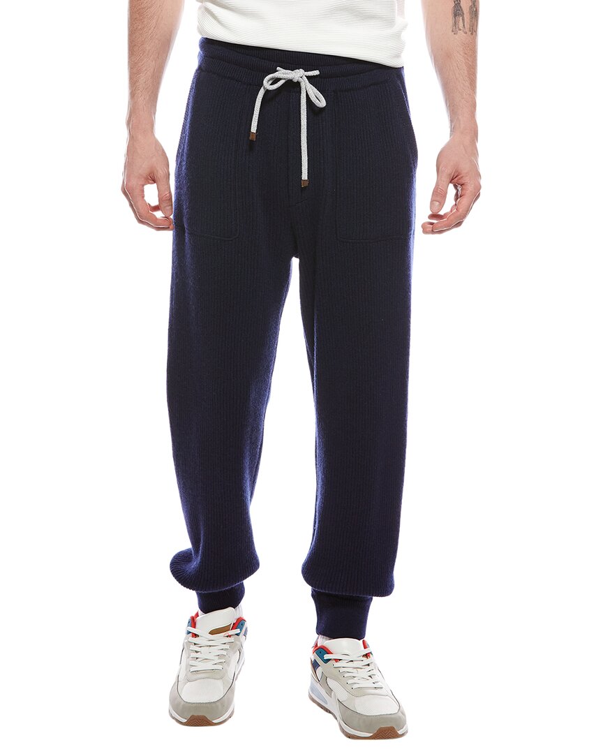 Brunello Cucinelli Cashmere Pant In Blue