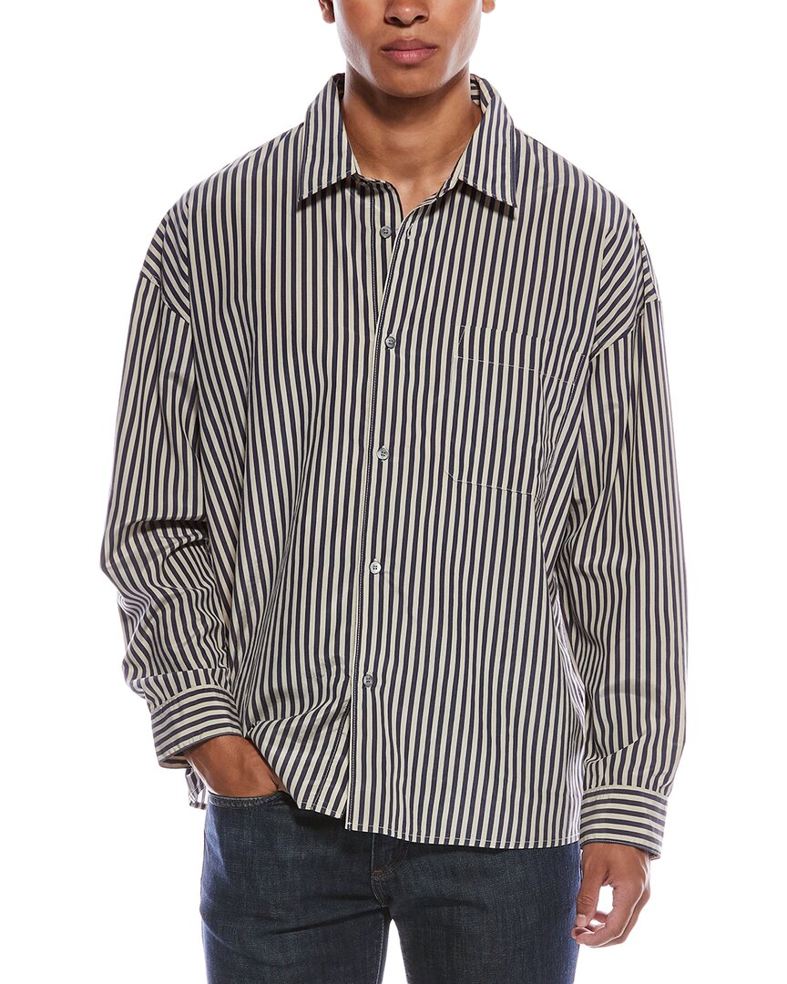 Frame Denim Relaxed Classic Silk-blend Shirt In Blue