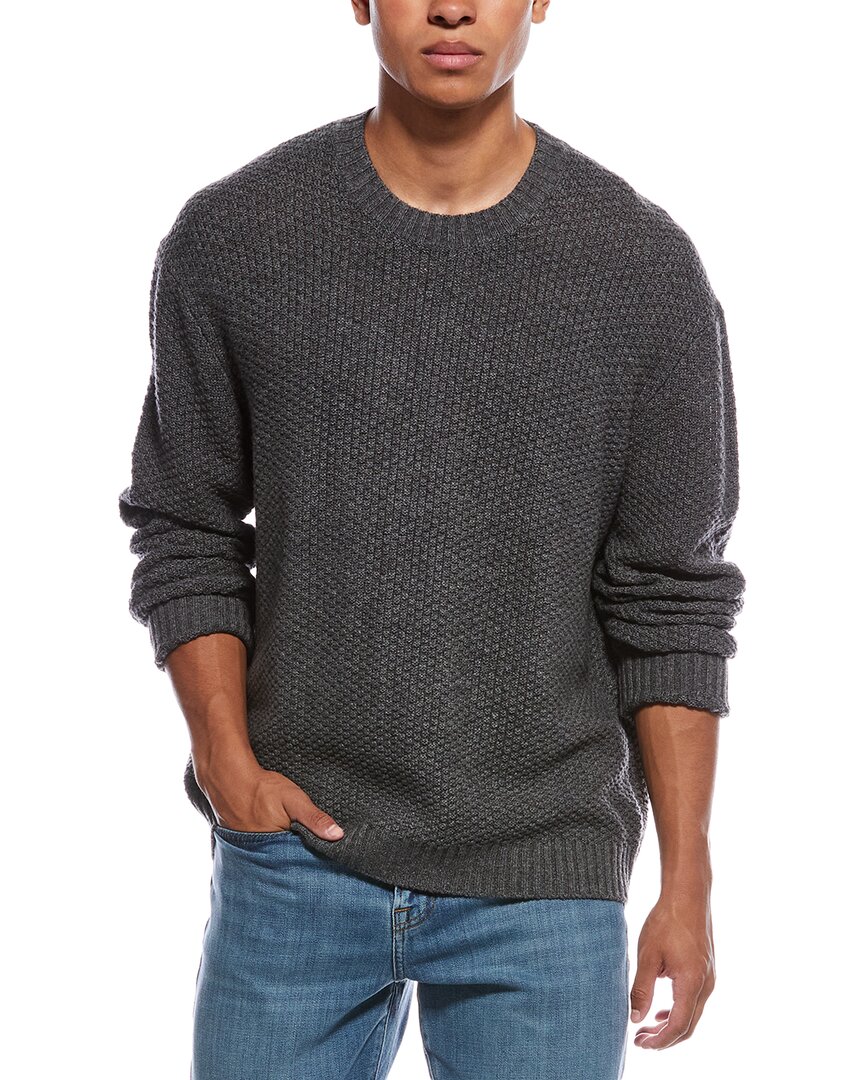 Frame Denim Textured Wool & Cashmere-blend Crewneck Sweater In Gray