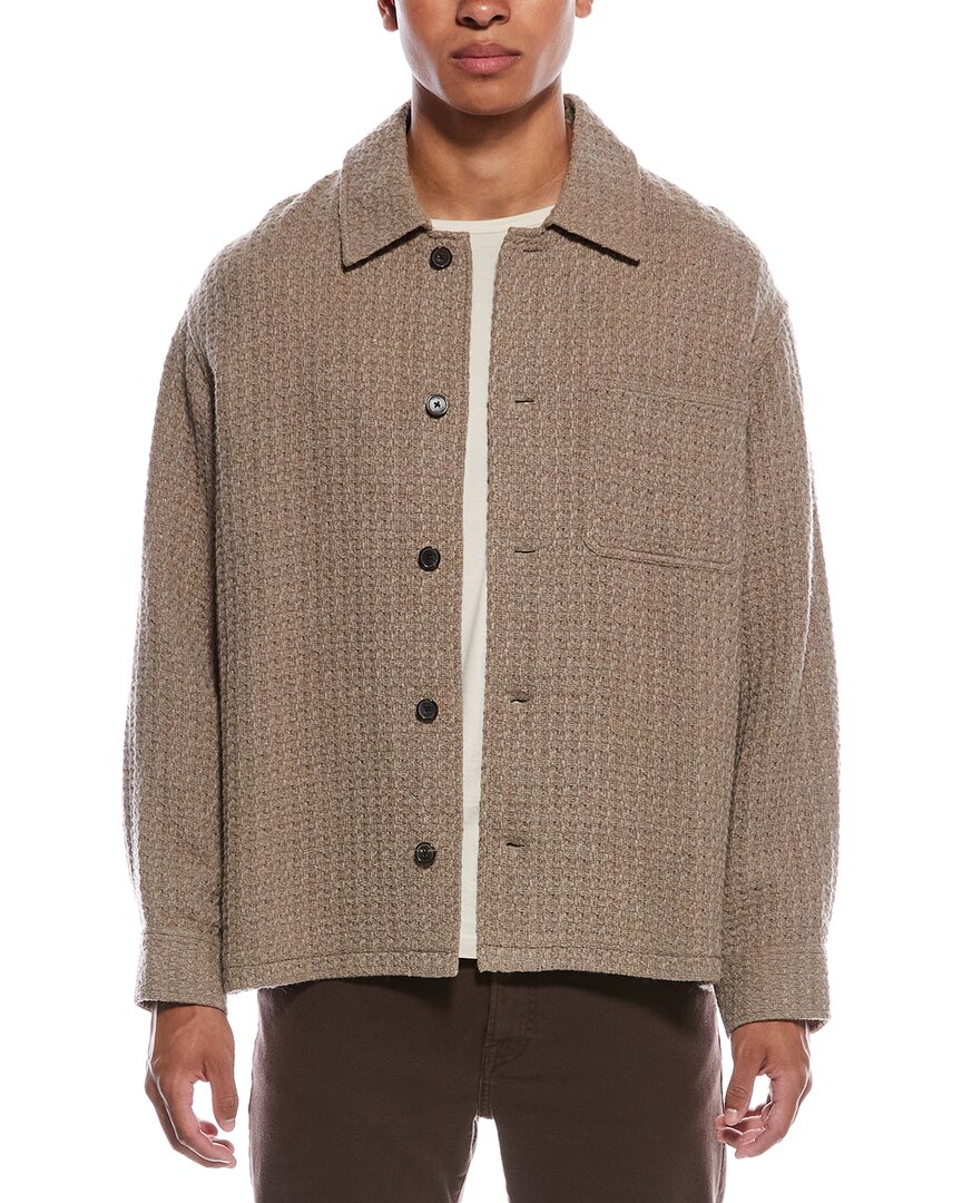 Frame Denim Textured Wool-blend Shirt Jacket In Burgundy