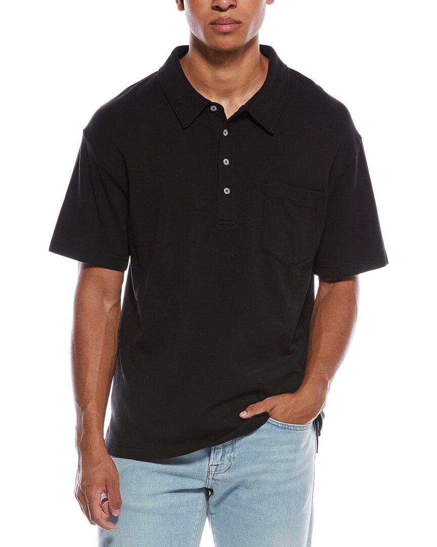 Frame Duo Fold Short Sleeve Polo Shirt In Black