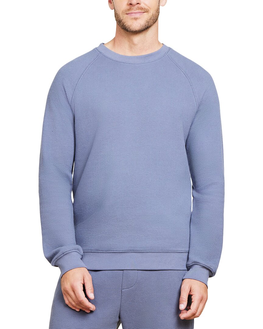 Barefoot Dreams Mc Waffle Knit Raglan Pullover In Blue