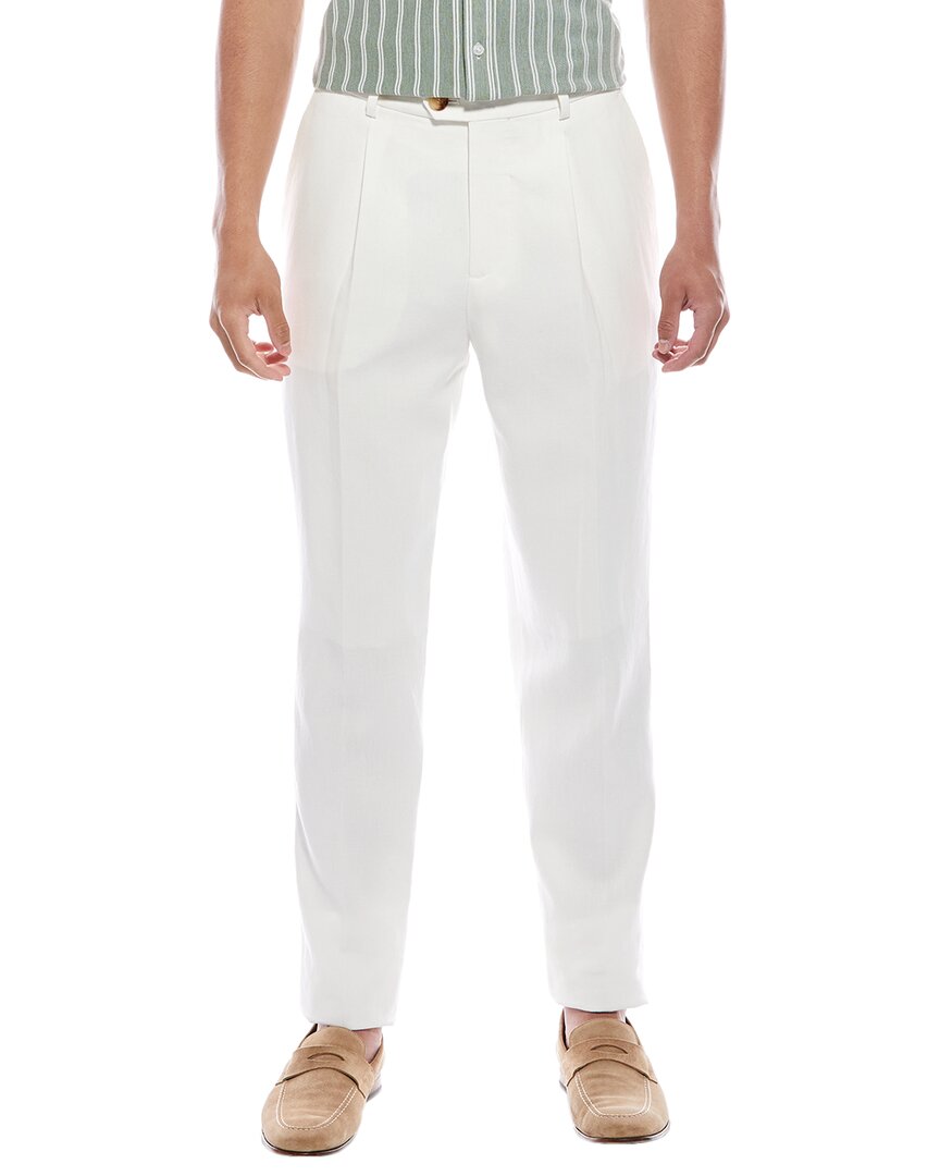 Brunello Cucinelli Leisure Fit Pleated Linen Pant In Multi