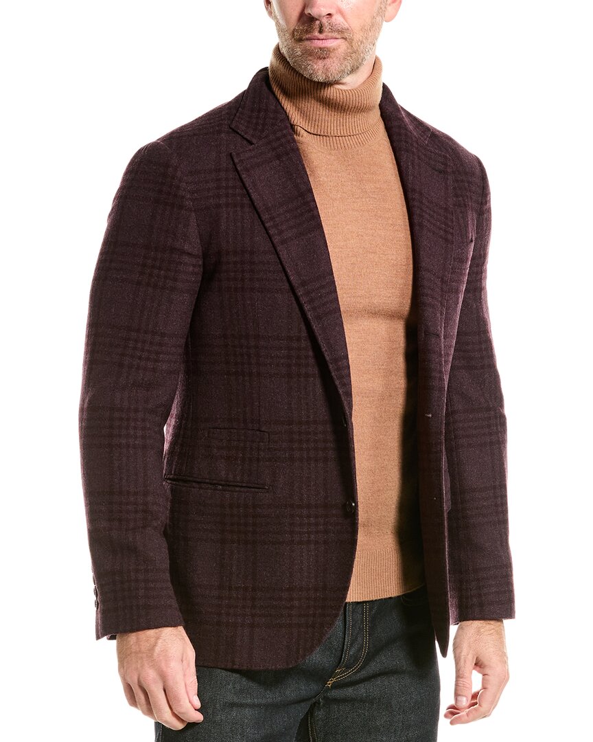 Brunello Cucinelli Wool & Silk-blend Blazer In Brown