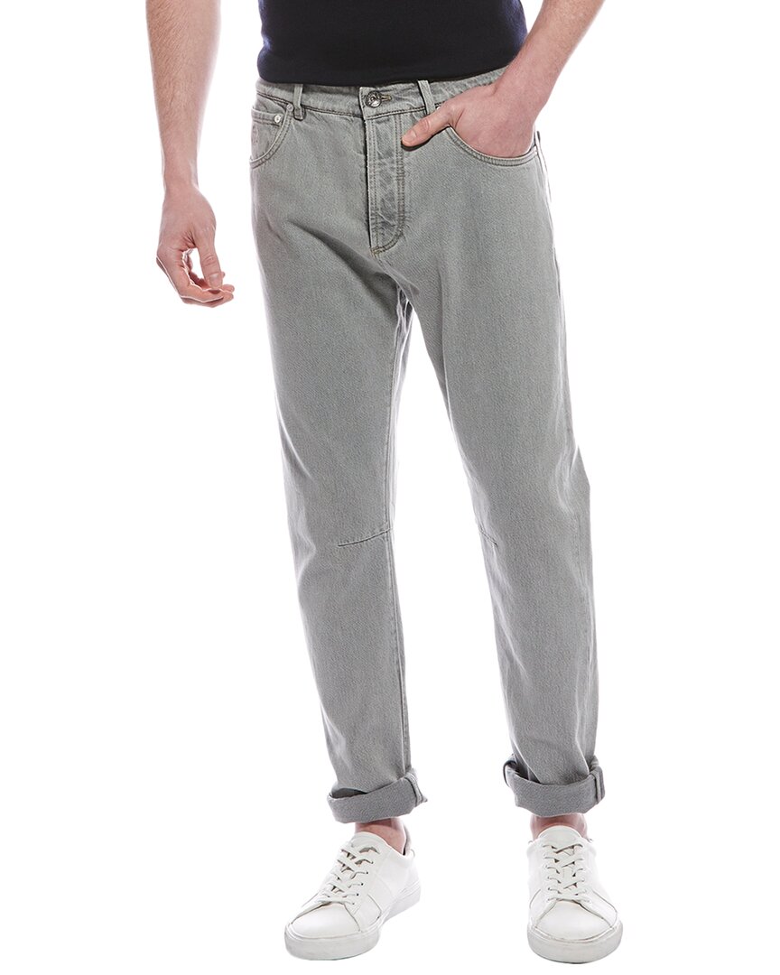 Brunello Cucinelli Straight-leg Cotton-gabardine Cargo Trousers In Gray