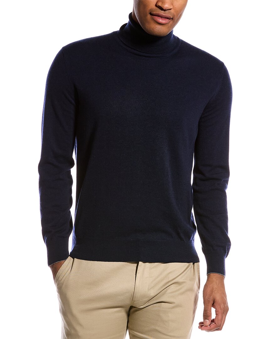 Brunello Cucinelli Knit Turtleneck Sweater Ribbed Cuffs In Blue