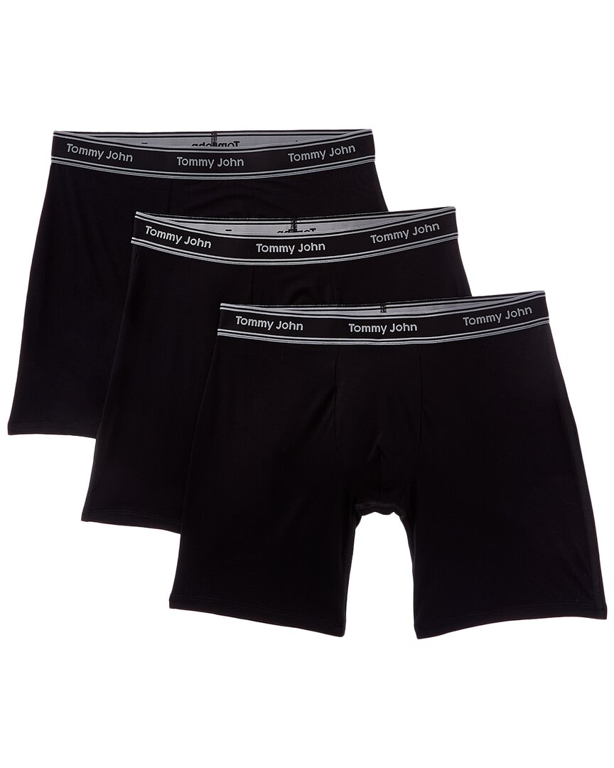 Tommy John Set Of 3 Essential Luxe Bamboo Boxer Brief In Black