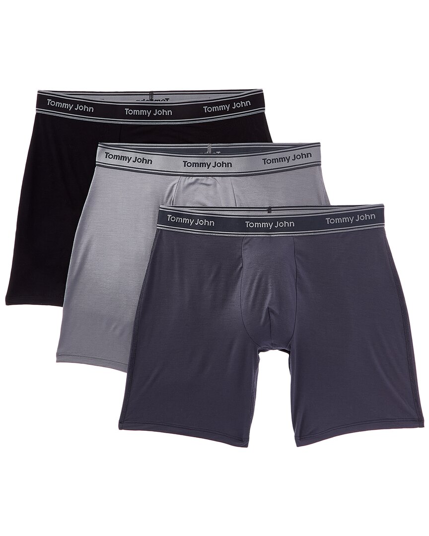 Tommy John Set Of 3 Essential Luxe Bamboo Boxer Brief In Black