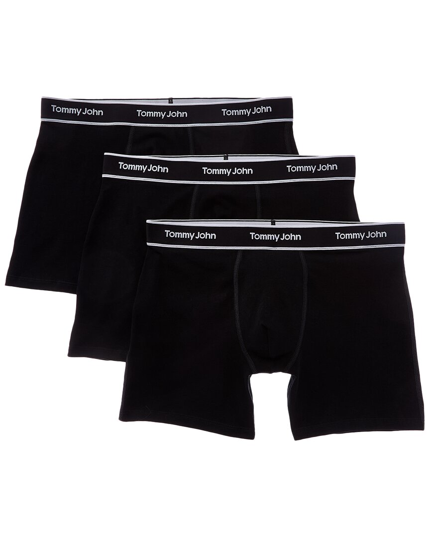 Tommy John Set Of 3 Essential Luxe Bamboo Boxer Brief In Black