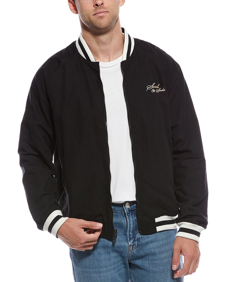 Scotch & Soda Reversible Bomber Jacket In Black
