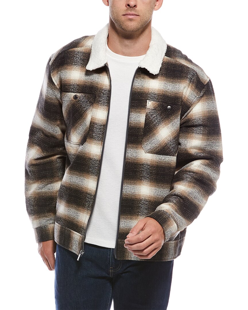Scotch & Soda Textured Flannel Jacket In Brown