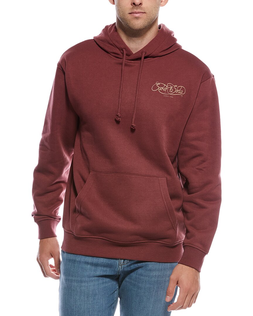 Scotch & Soda Fleece Graphic Hoodie In Red