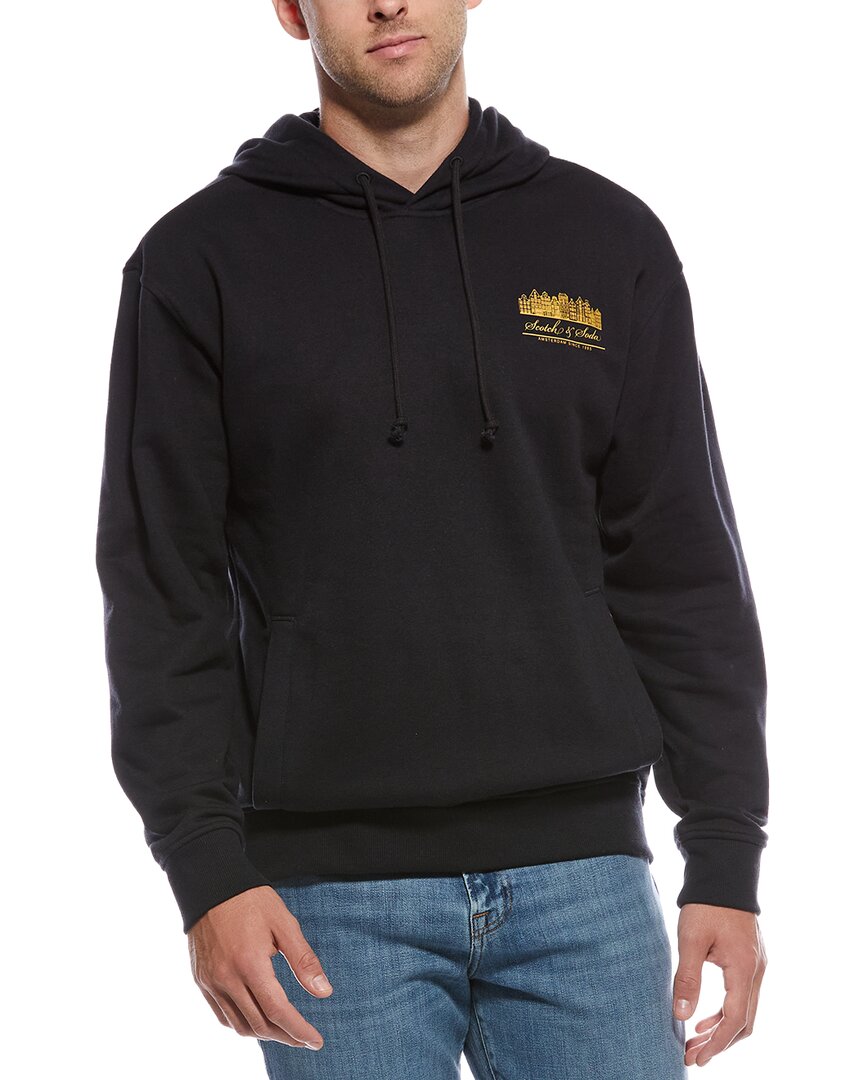 Scotch & Soda Fleece Graphic Hoodie In Black