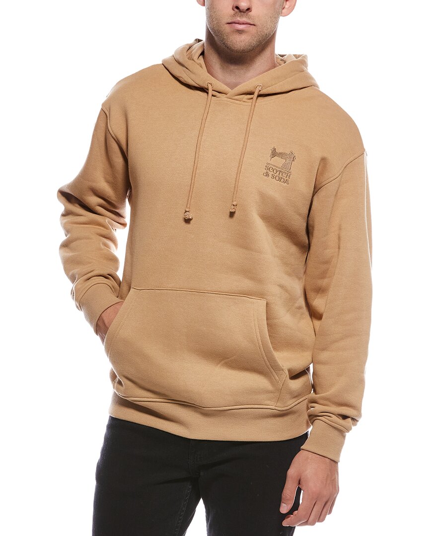 Scotch & Soda Relaxed Fit Graphic Hoodie In Brown