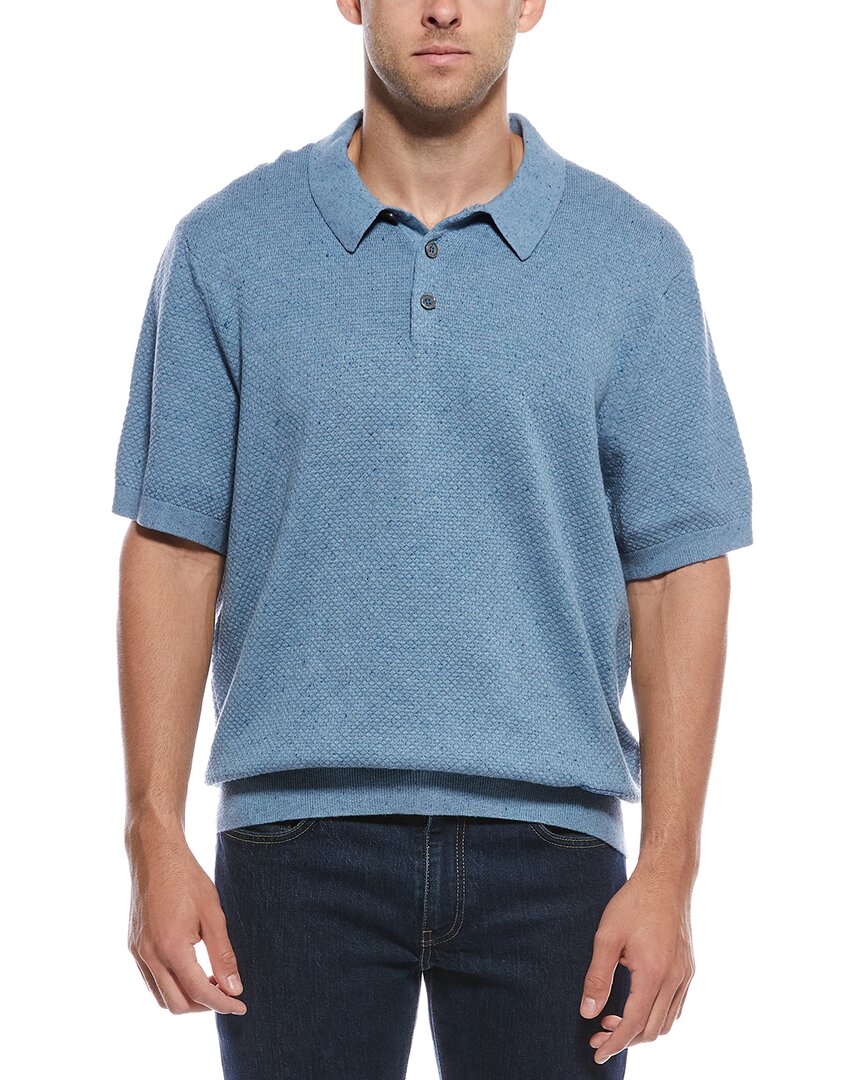 Scotch & Soda Stitch Polo Sweater In Blue