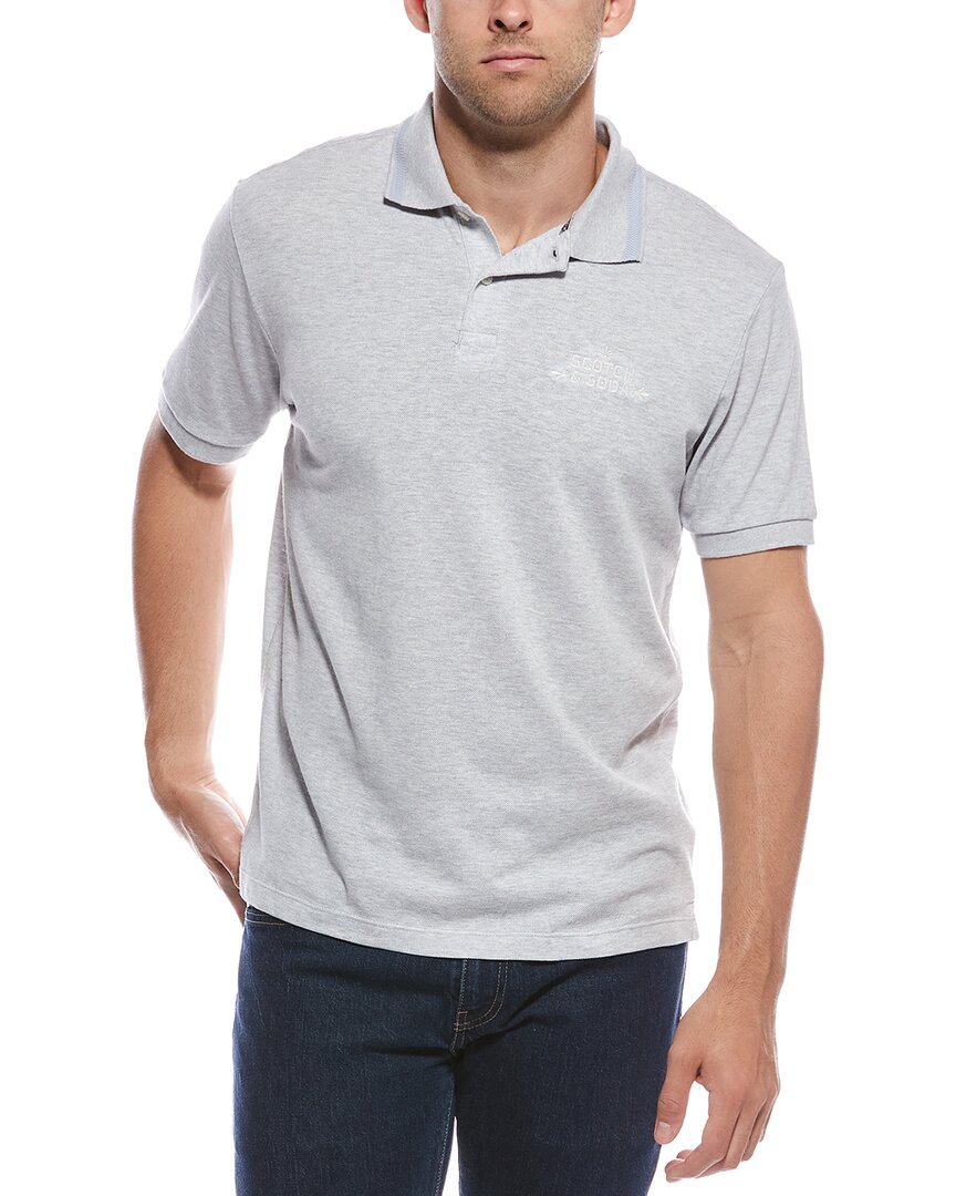 Scotch & Soda Pique Polo Shirt In Gray