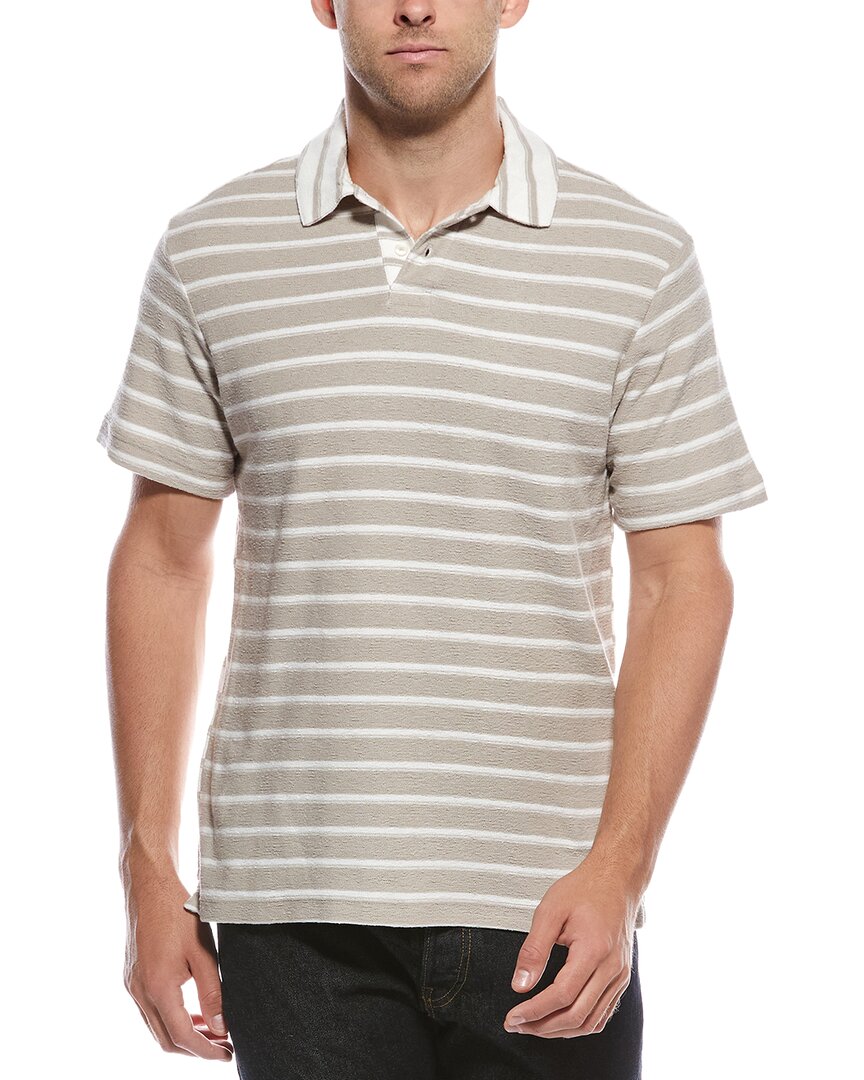 Scotch & Soda Stripe Polo Shirt In Neutral