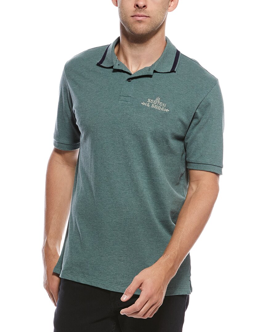 Scotch & Soda Pique Polo Shirt In Green